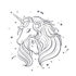 Картинка раскраски 4 - Раскраска Единорог свою сбрую поволок.
