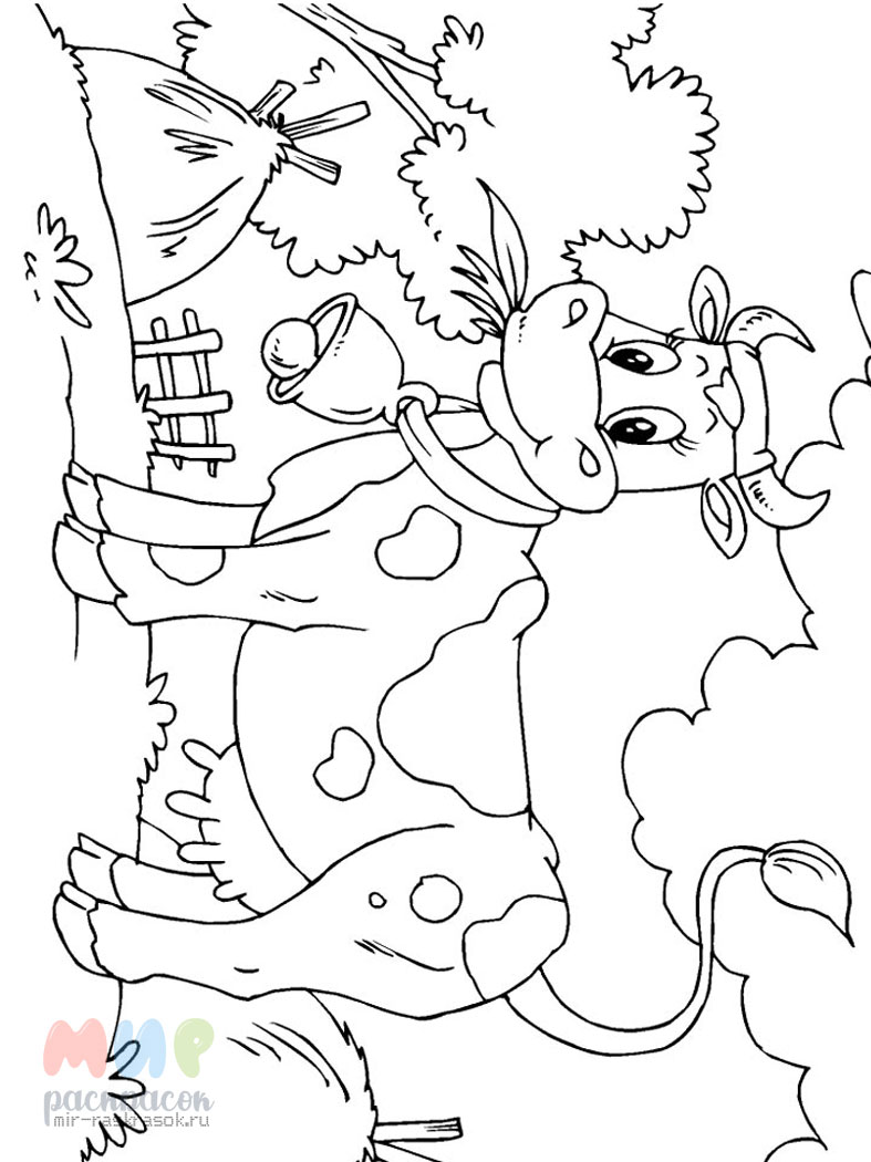 «Рисунок корова» скачать раскраски