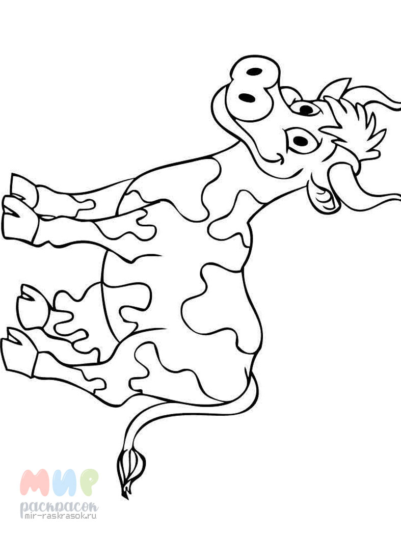 Удивленная корова — раскраска