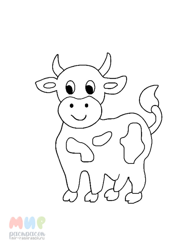 Раскраска корова для вырезания