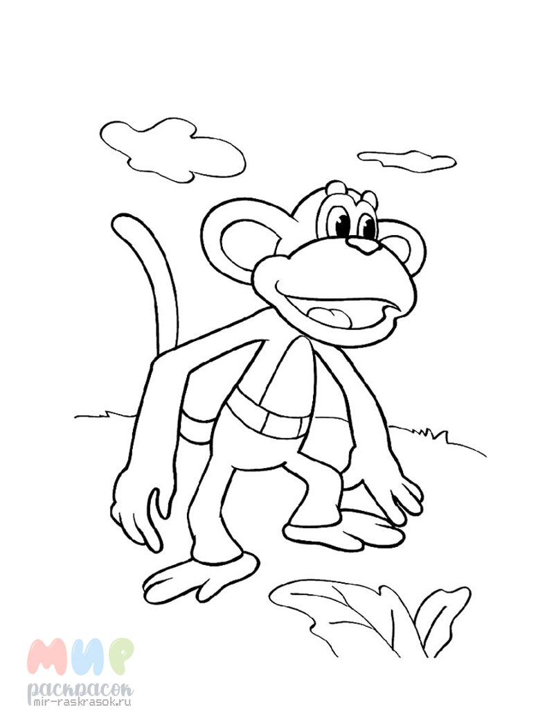 Скачать и распечатать раскраску обезьянки для детей