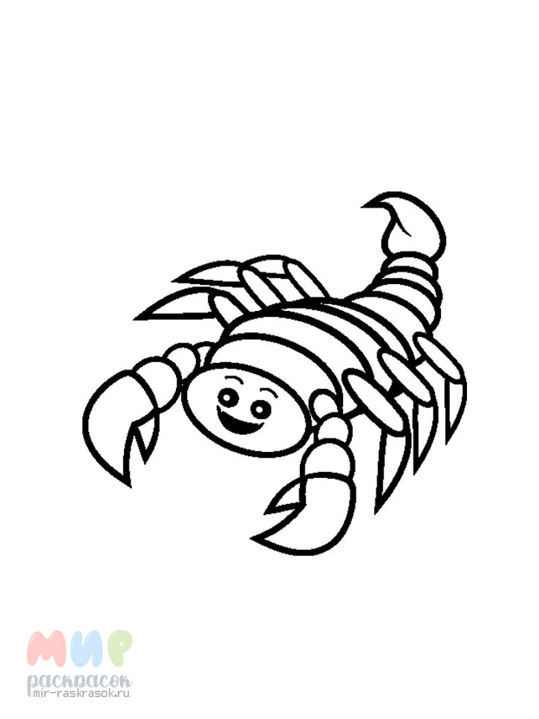 Мультяшный Скорпион раскраска