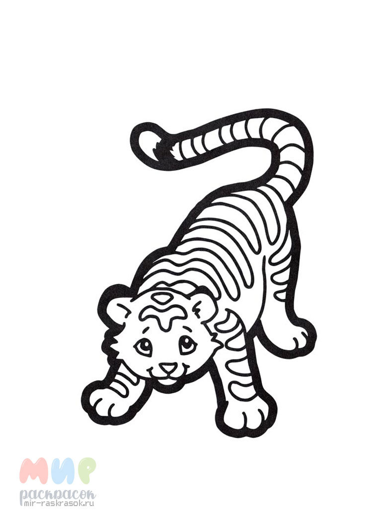 Тигренок тигр раскраска